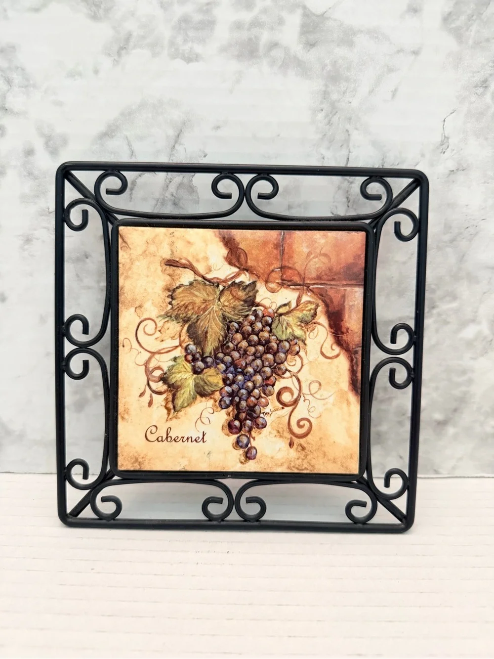 Wall Art Trivet Black Iron Border Ceramic Tile